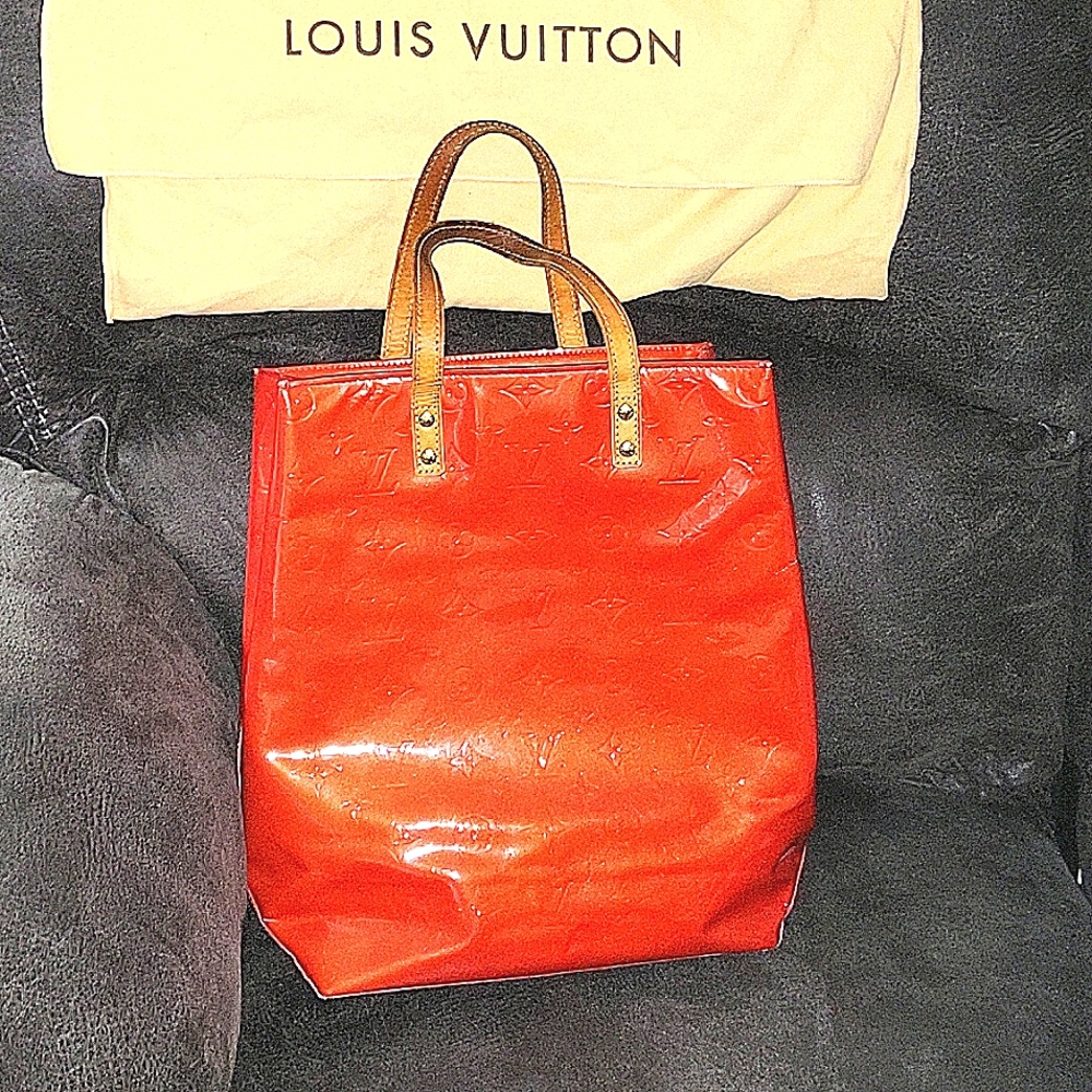Louis Vuitton Med Tote Reade MM Red Vernis Lead M91086 TH0061 100% Auth used